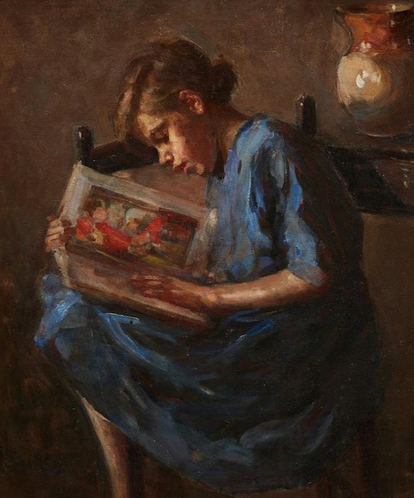 Eva Theresa Bradshaw (1871-1938) - Portrait of a Young Girl Reading