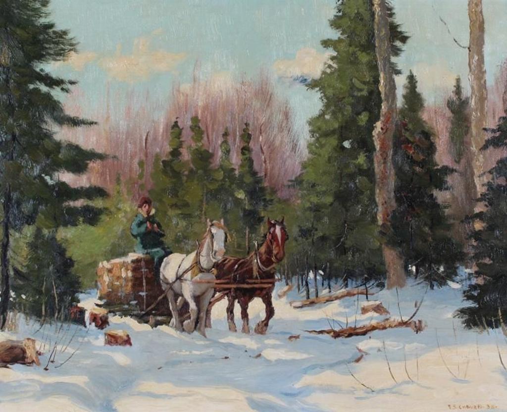Frederick Simpson Coburn (1871-1960) - Logging Team In The Woods; 1938
