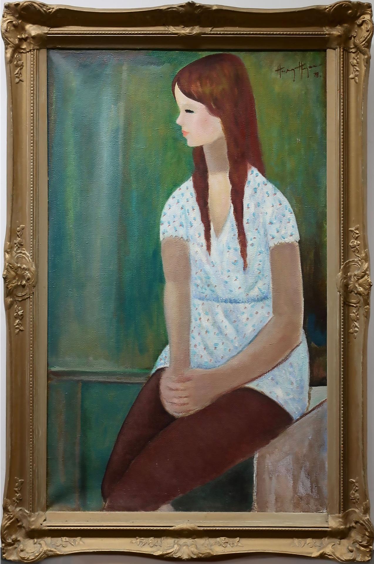 Henry Hoenigan (1917-1989) - Profile Portrait Of Seated Young Woman