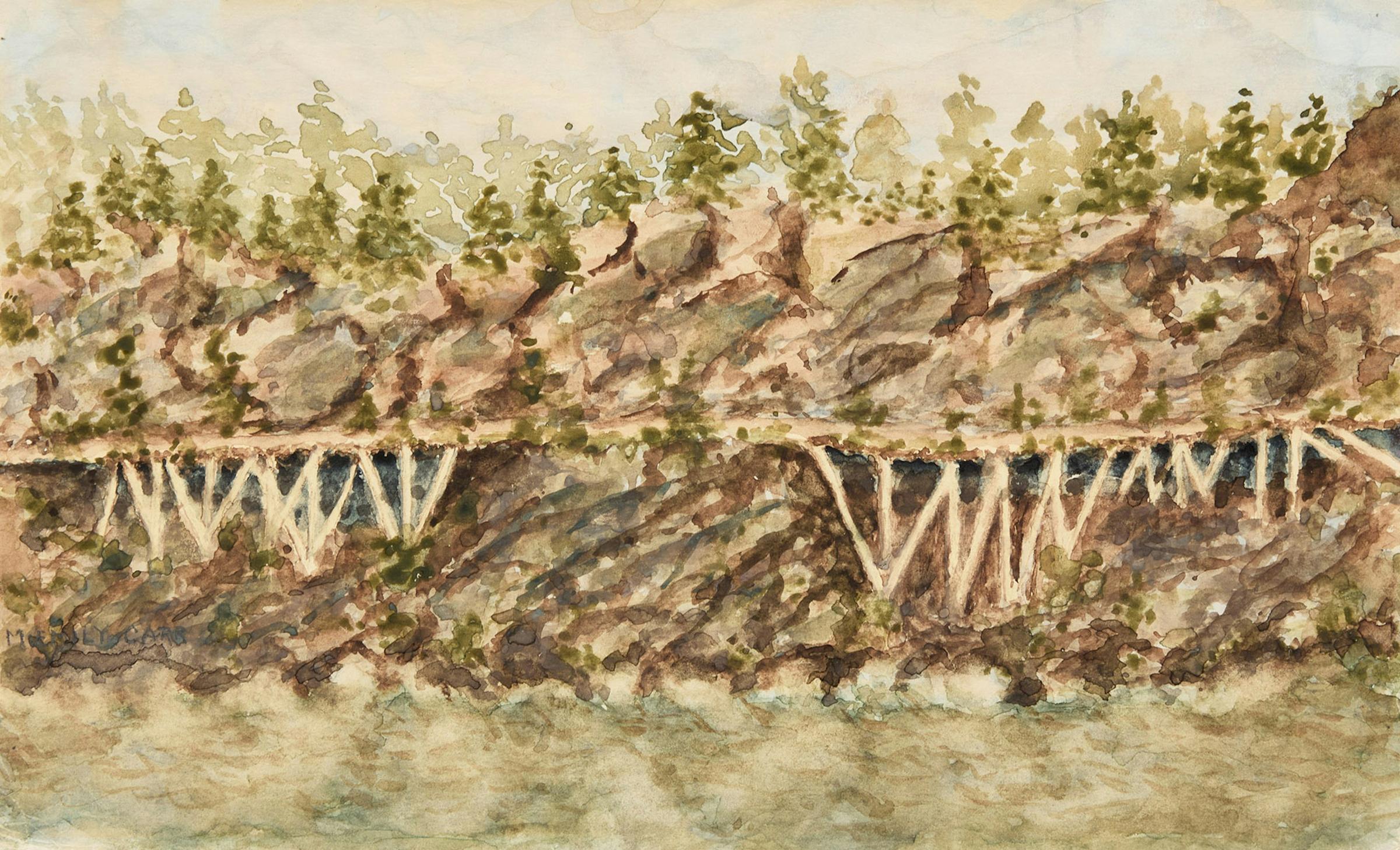 Emily Carr (1871-1945) - British Columbia Landscape with Train Trestle, circa 1905-1909