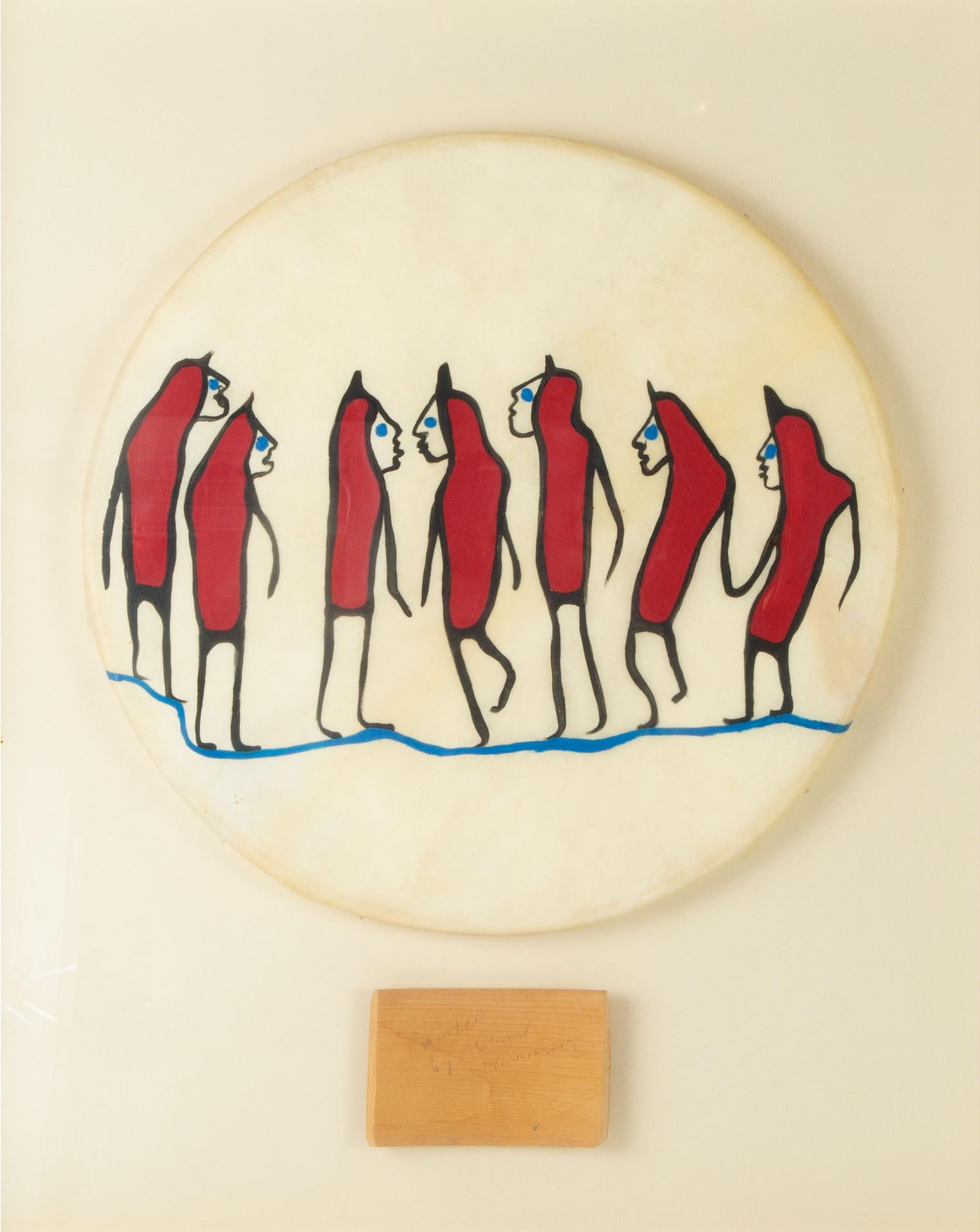 Norval H. Morrisseau (1931-2007) - Painted Drum Depicting Humans Entering The Spirit World