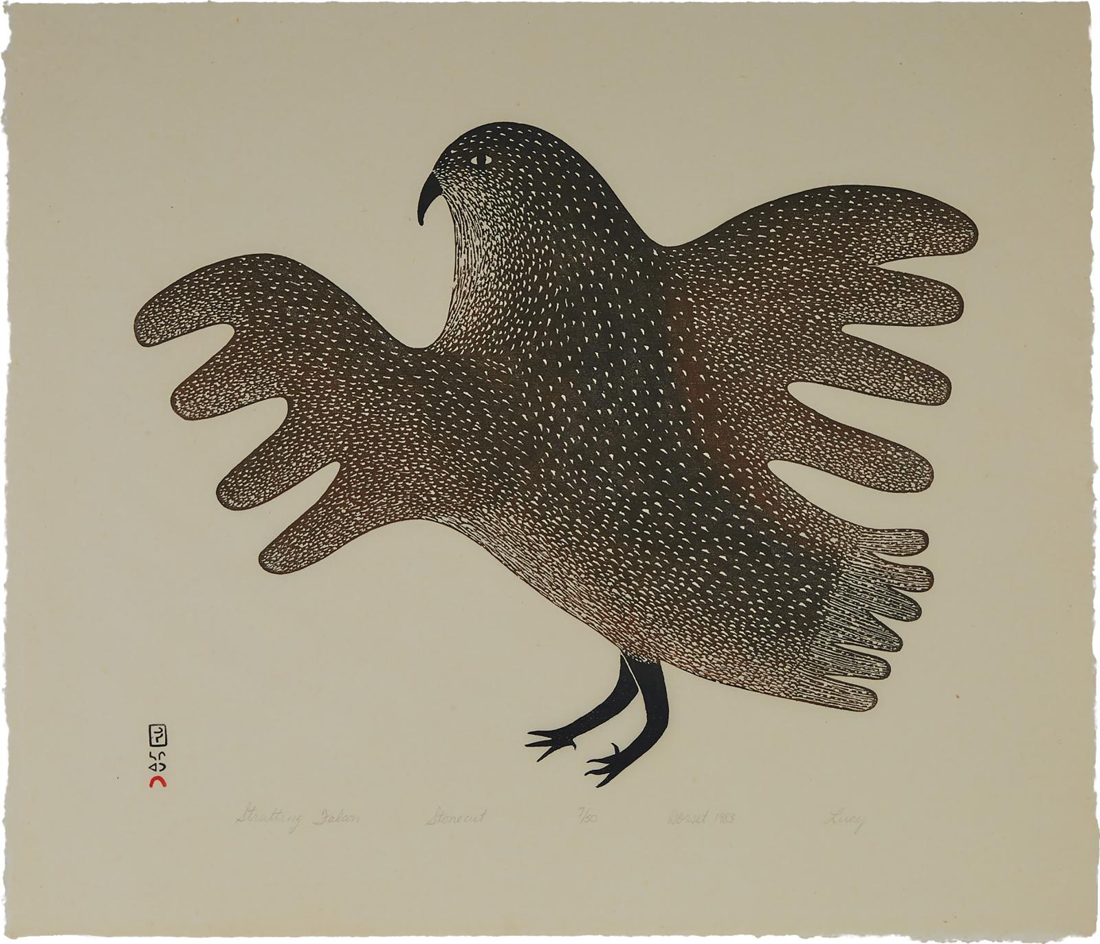 Lucy Qinnuayuak (1915-1982) - Strutting Falcon