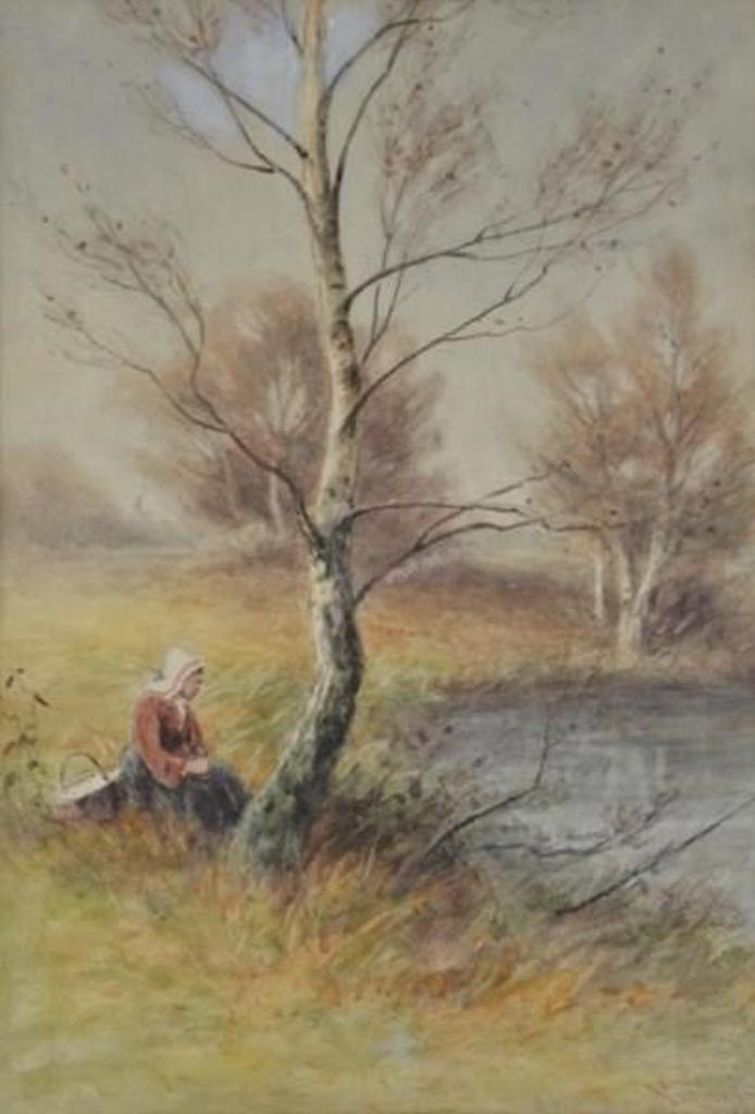 Frederick Arthur Verner (1836-1928) - woman seated beneath a birch tree