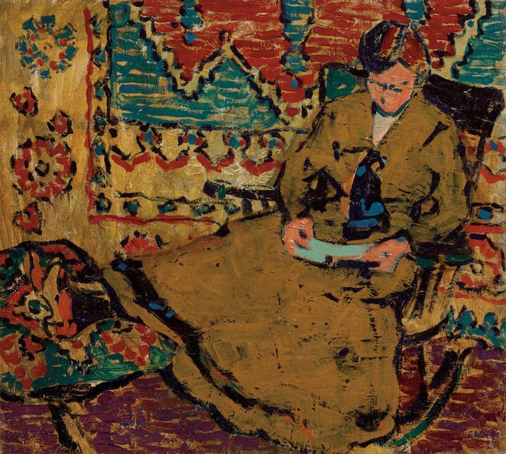 David Browne Milne (1882-1953) - Woman and Tapestry Pattern (Patsy Milne)