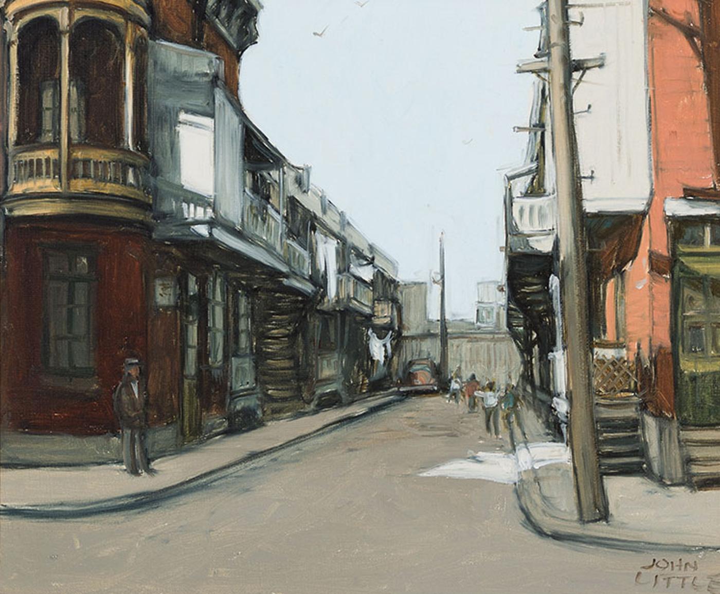 John Geoffrey Caruthers Little (1928-1984) - Ruelle Delorme (Long ago Demolished), Montreal Late Afternoon Sunlight