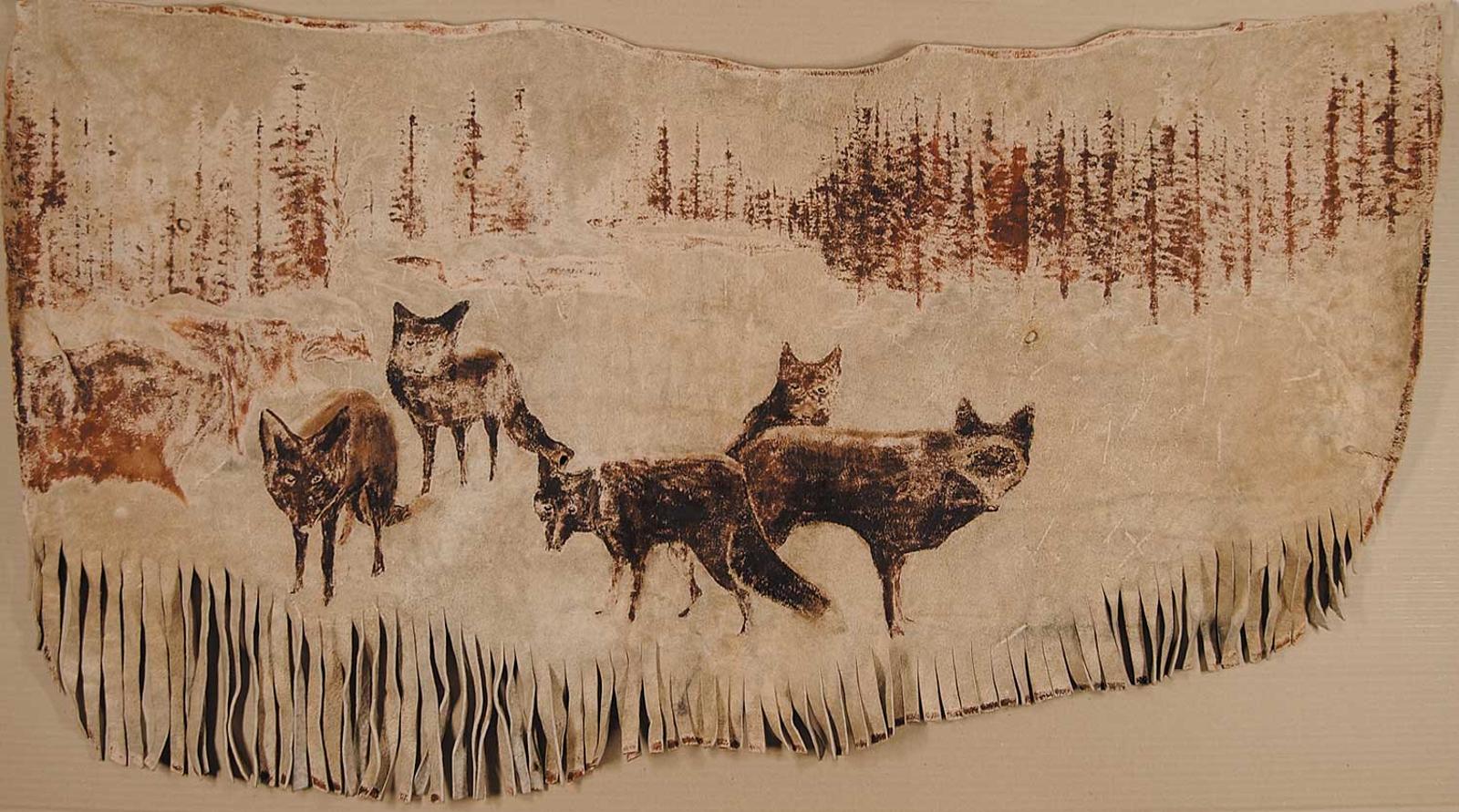 First Nations Basket School - Painted Scene with Wolves