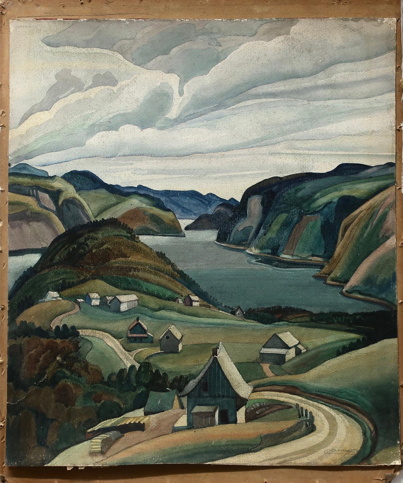 Bobs (Zema Barbara) Cogill Haworth (1900-1988) - Untitled (Coastal View With Houses)