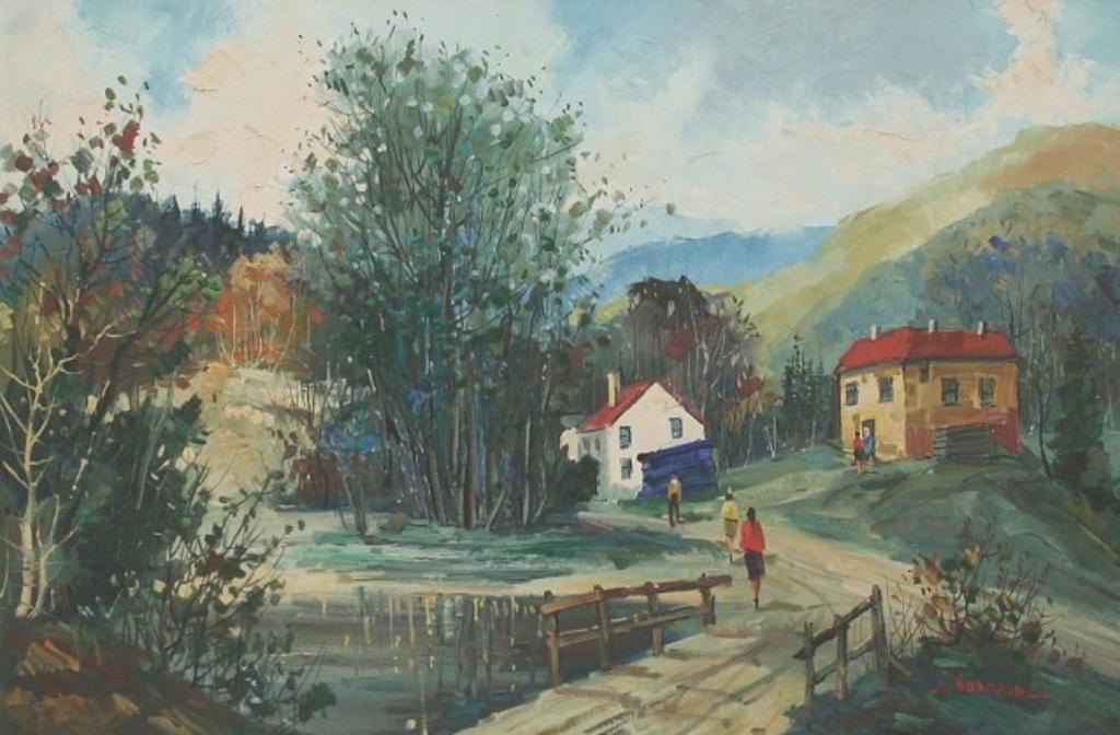 Gyula (Julius) Marosan (1915-2003) - Town Lane With Figures