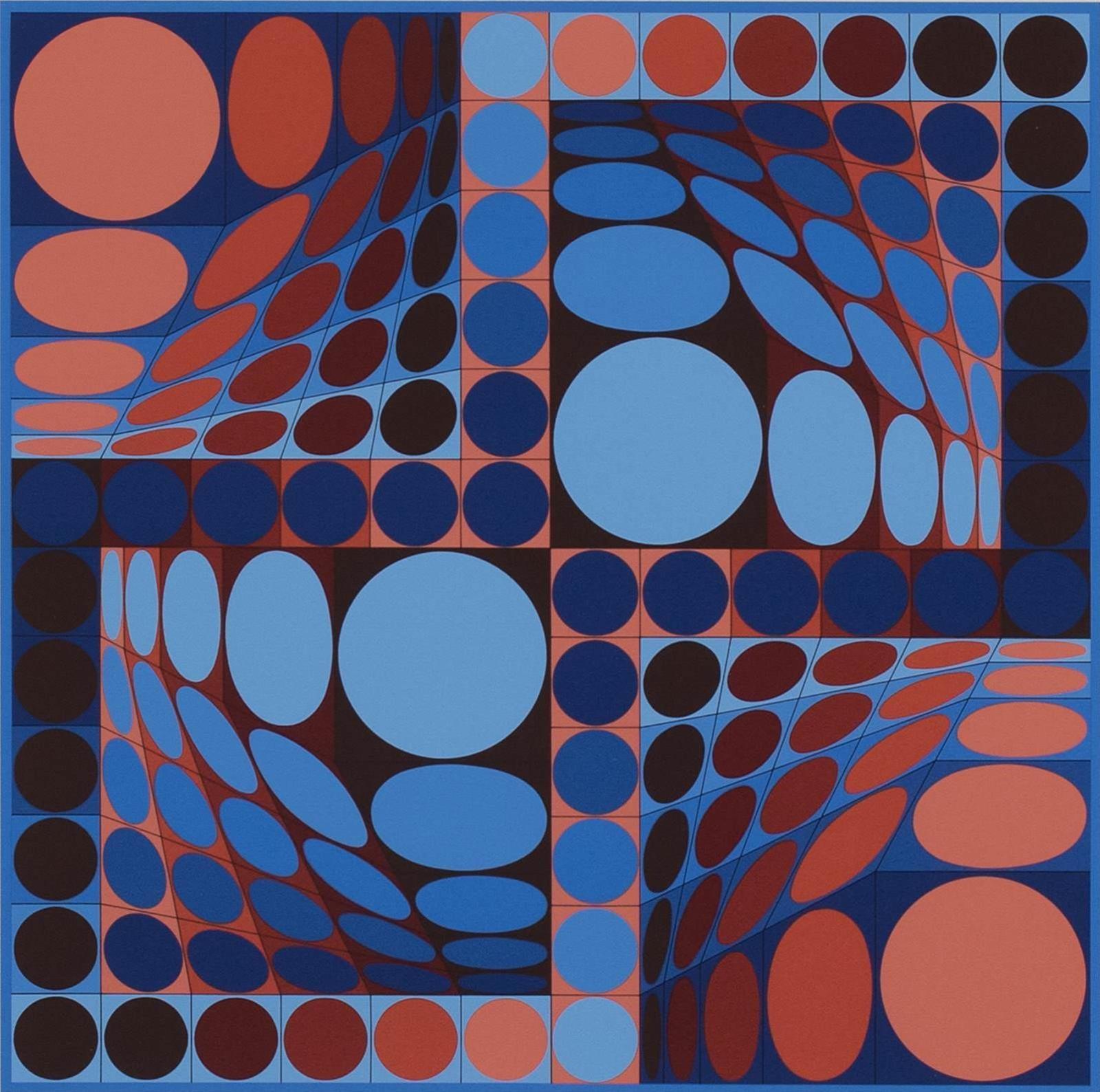 Victor Vasarely (1906-1997) - Untitled, Blue And Red