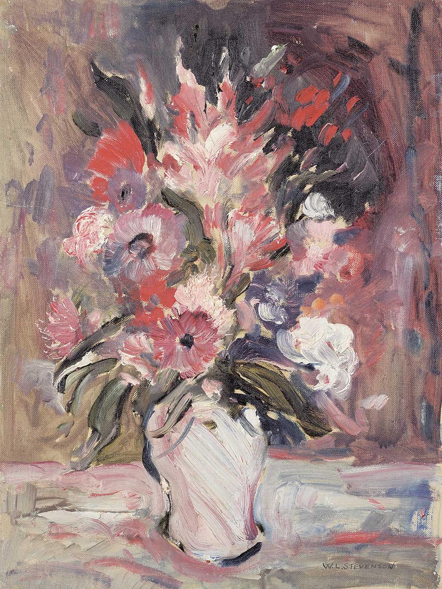 William Lewy Leroy Roy Stevenson (1905-1966) - Untitled - Crimson Florals