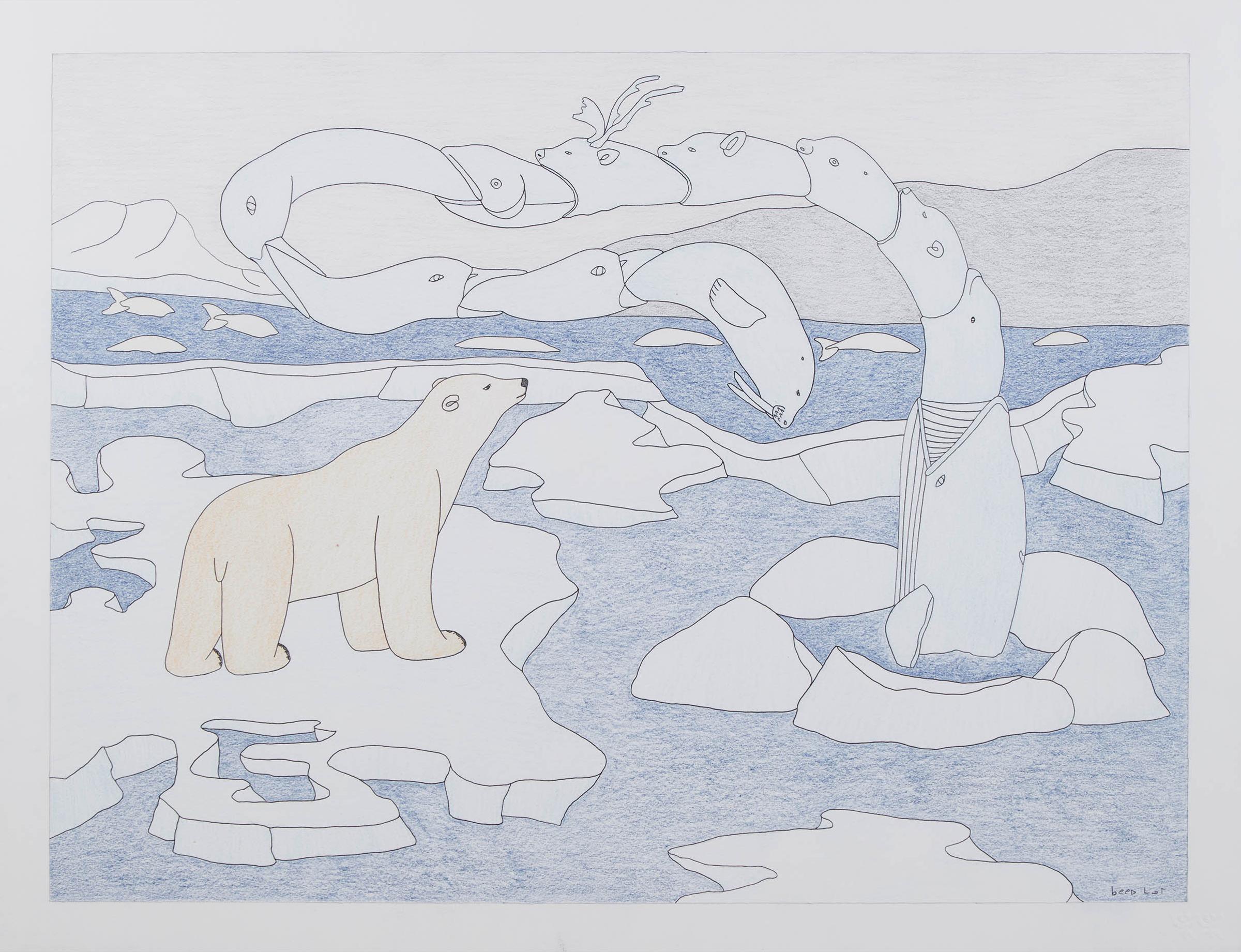 Qavavau Manumie (1958) - Untitled (Spirits Of The Land And Sea)