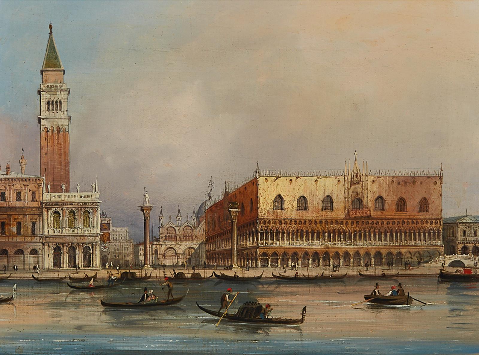 Carlo Grubacs (1801) - Santa Maria Della Salute; Backwater With Gondaliers, Venice