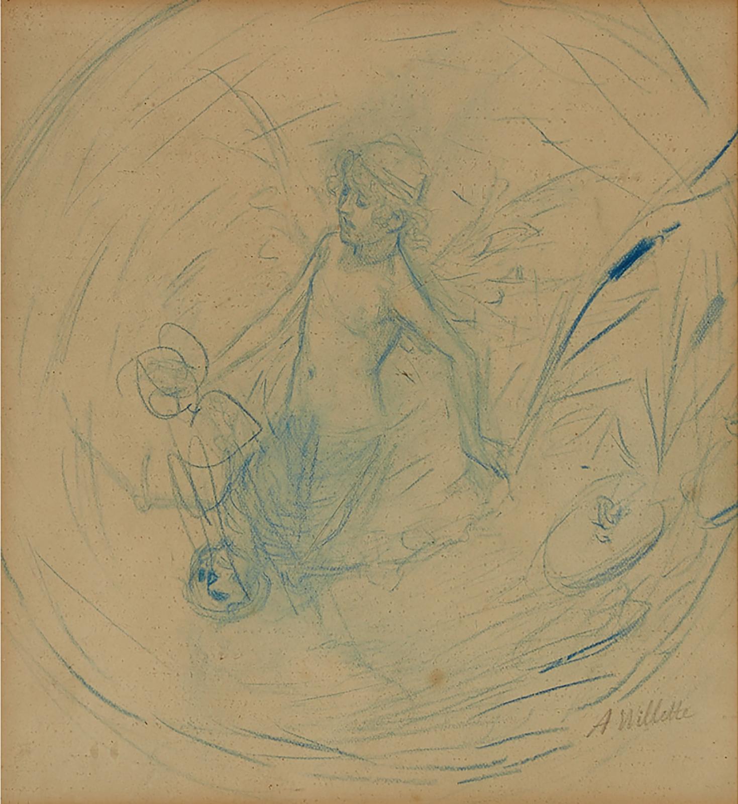 Adolphe Léon Willette (1857-1926) - Angel And Death; Titania And Bottom (A Double-Sided Drawing)