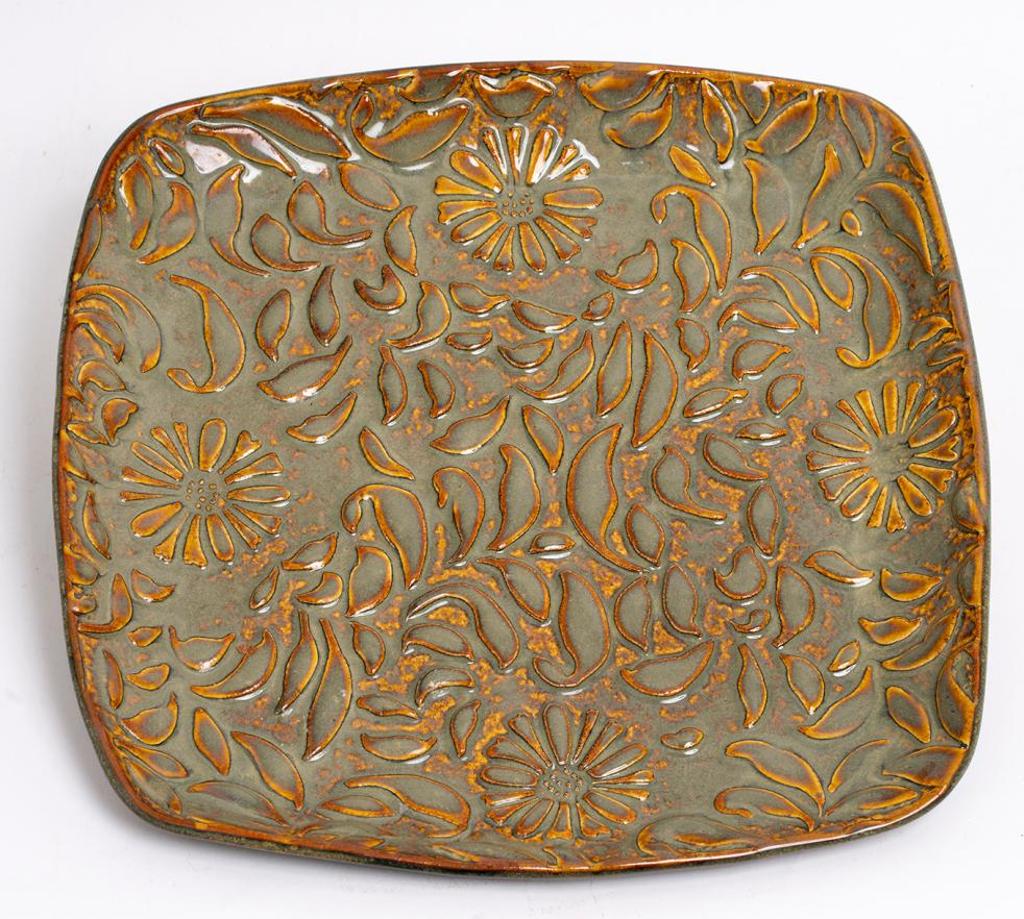 Deb Vereschagin - Square Plate with Raised Leaves and Flowers