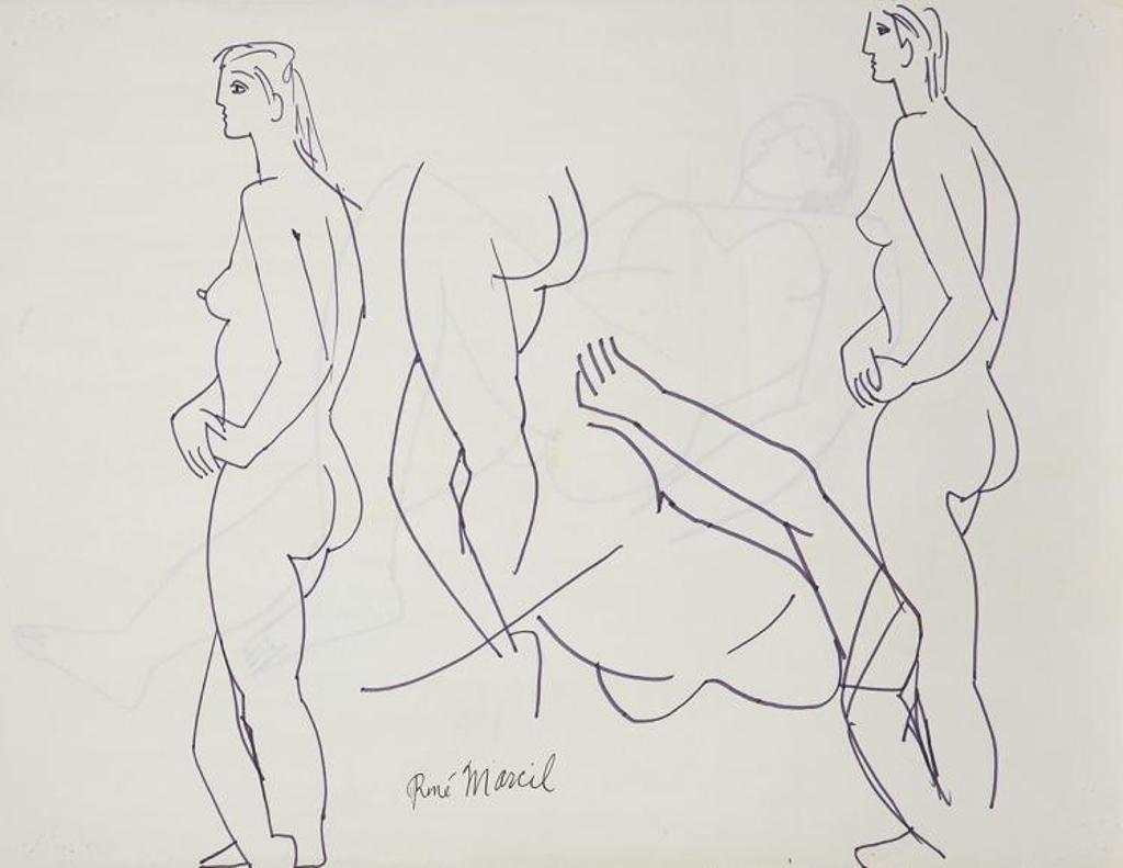 Rene Marcil (1917-1993) - Untitled - Standing Female Nude Study