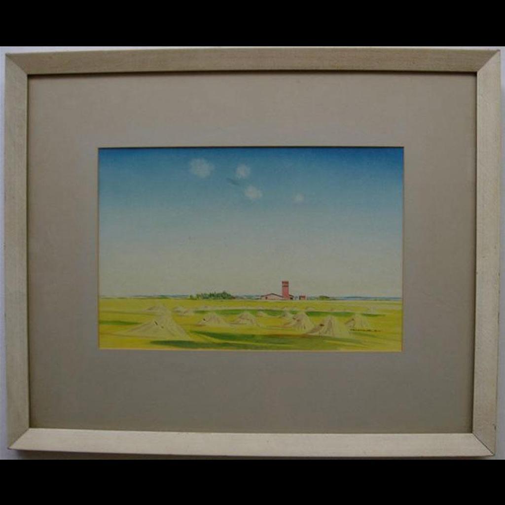Robert Newton Hurley (1894-1980) - Prairie Scene With Haystacks