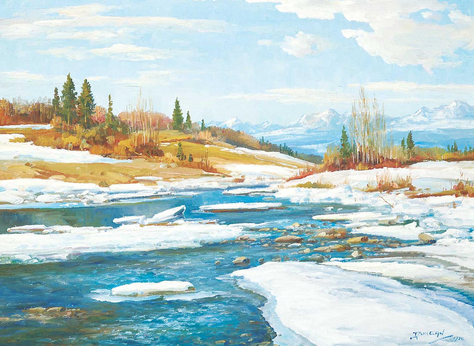 Duncan Mackinnon Crockford (1922-1991) - Breakup on the Sheep River Nr. Black Diamond, Alberta