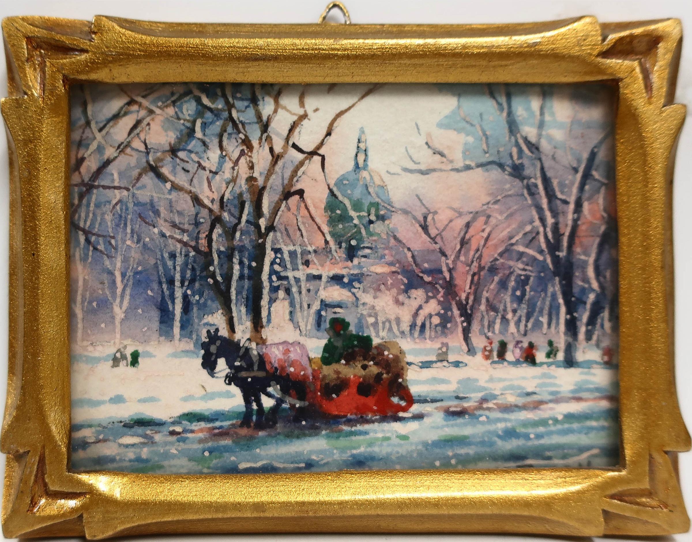 Willard Morse Mitchell (1879-1955) - The Little Red Sleigh - A Scene At Dominion Square, Montreal, P.Q. Canada