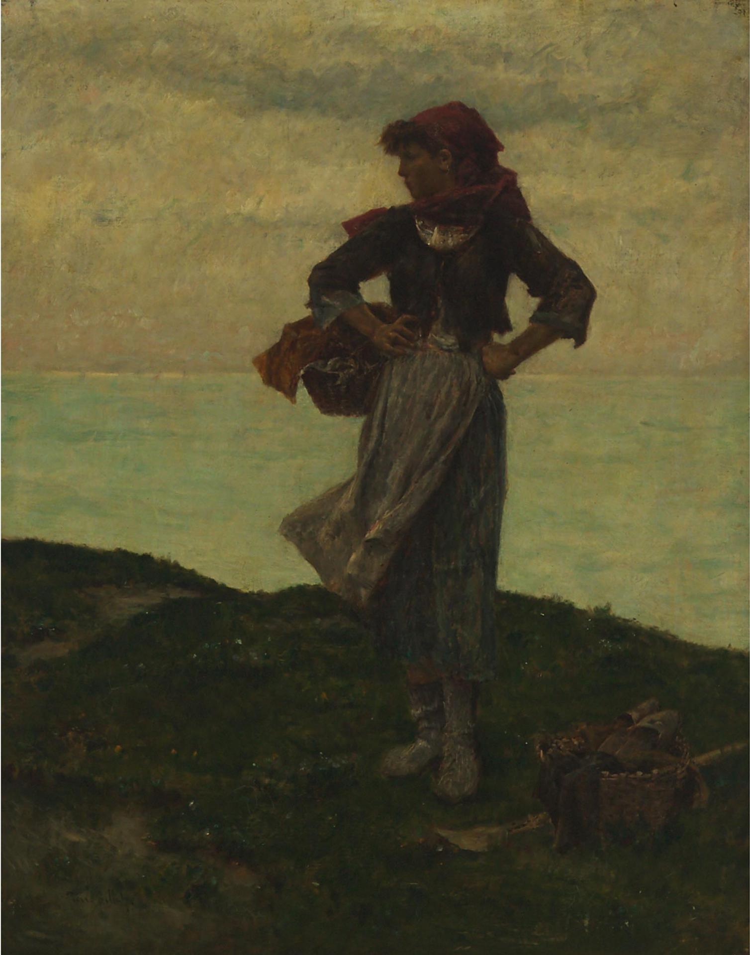 Pierre Billet (1837-1922) - Peasant Girl At The Seashore
