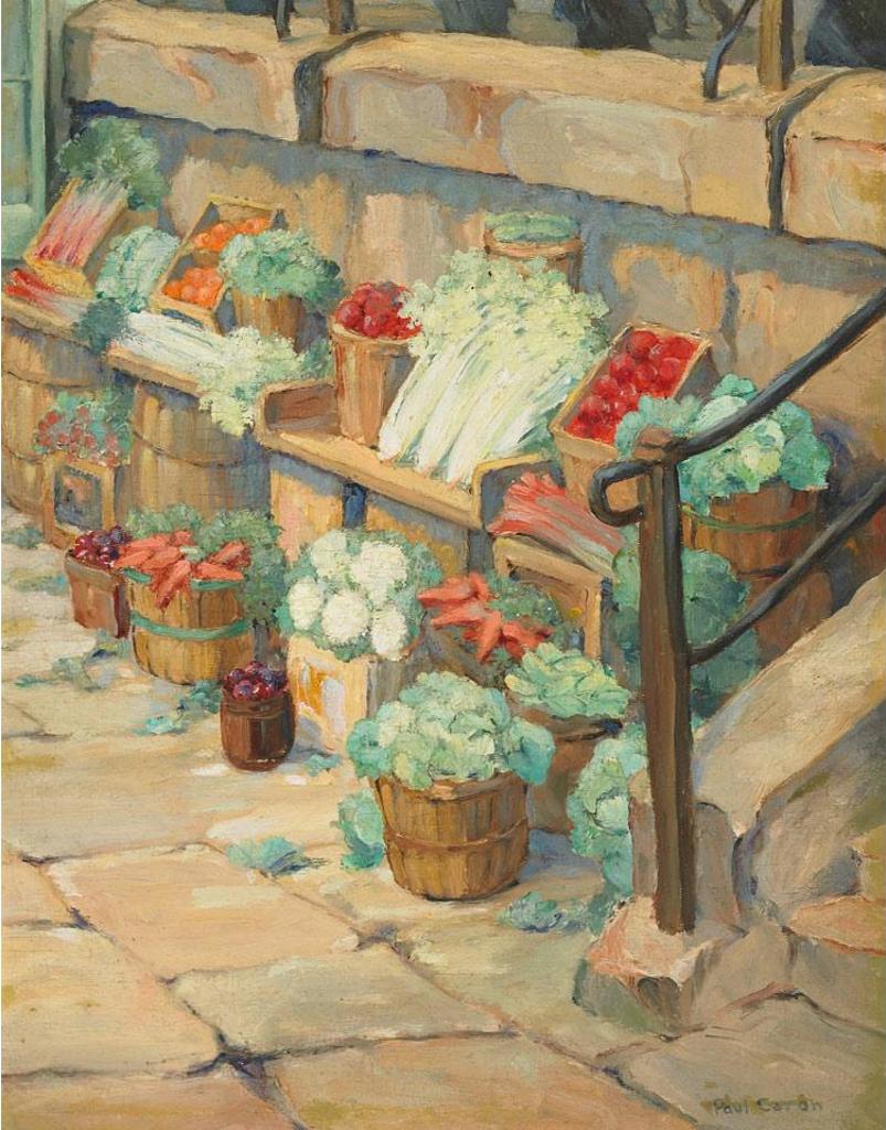 Paul Archibald Octave Caron (1874-1941) - A Fruit And Vegetable Stall, Bonsecours Market, Montreal