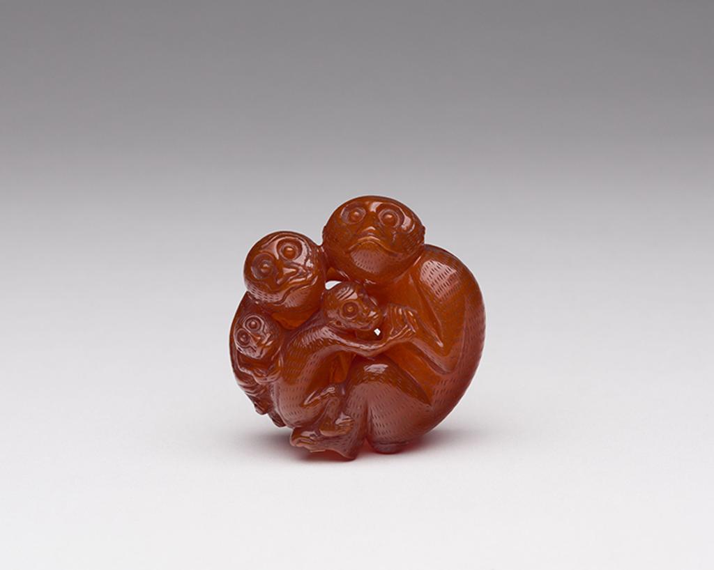 Chinese Art - A Finely Carved Chinese Amber 'Monkey' Group, 19th Century