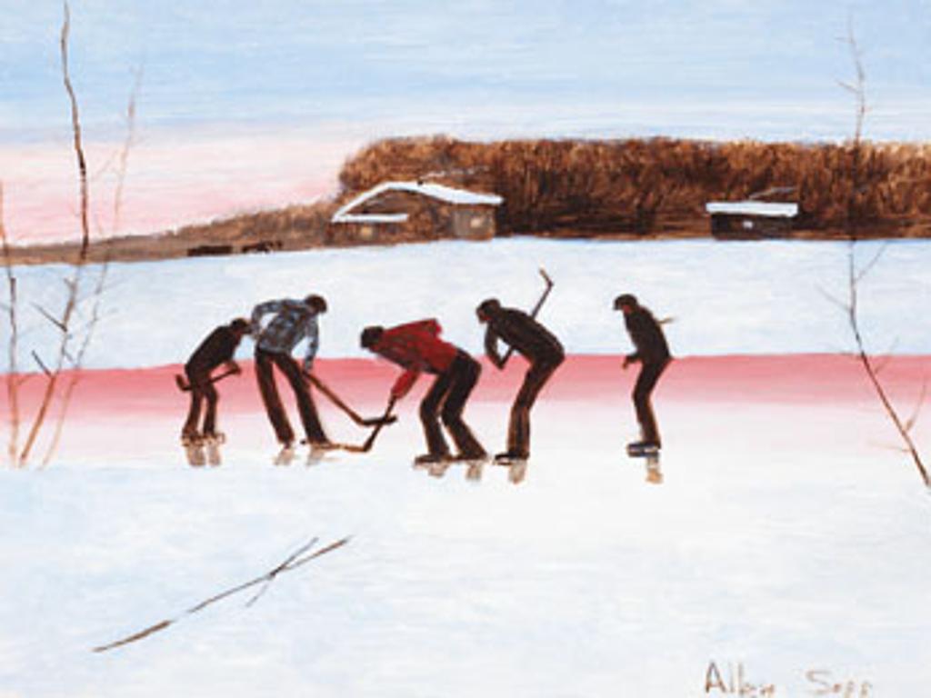 Allen Fredrick Sapp (1929-2015) - The Boys are Having a Hockey Game