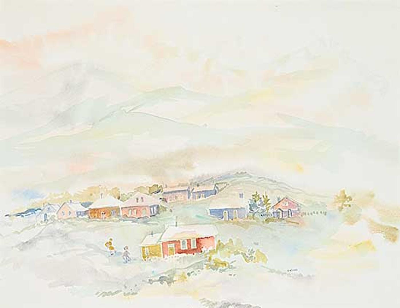 Janet Mitchell (1915-1998) - Untitled - Village in the Hills