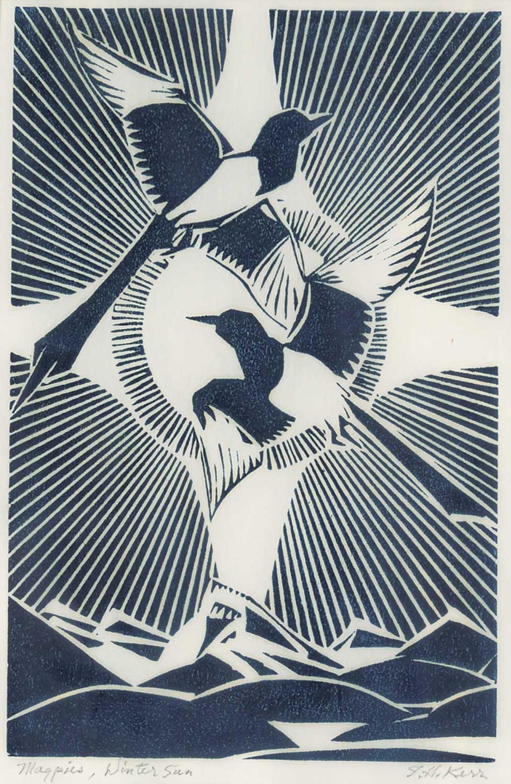 Illingworth Holey (Buck) Kerr (1905-1989) - Magpies, Winter Sun