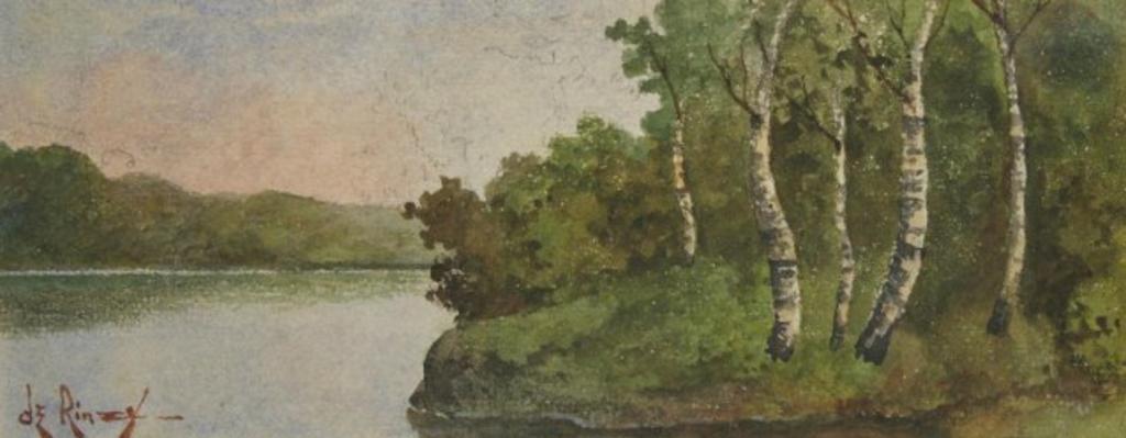 John Henry de Rinzy (1852-1936) - Birch Trees by Lake