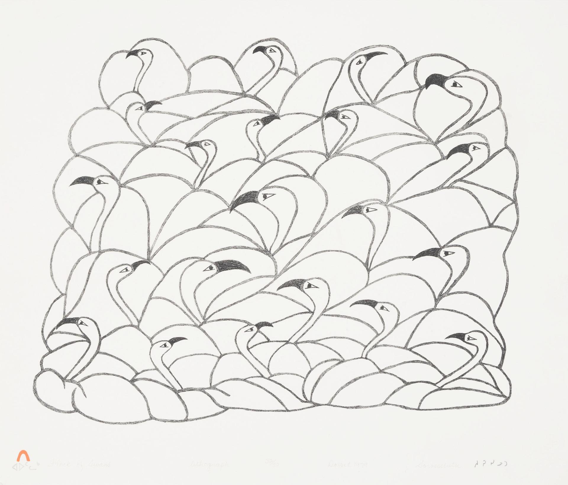 Sorosiluto Ashoona (1941) - Flock Of Swans, 1979
