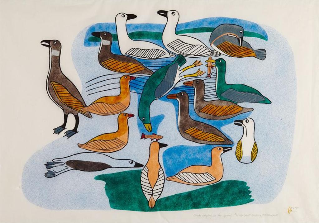 Janet Kigusiuq (1926-2005) - Ducks Playing In The Spring