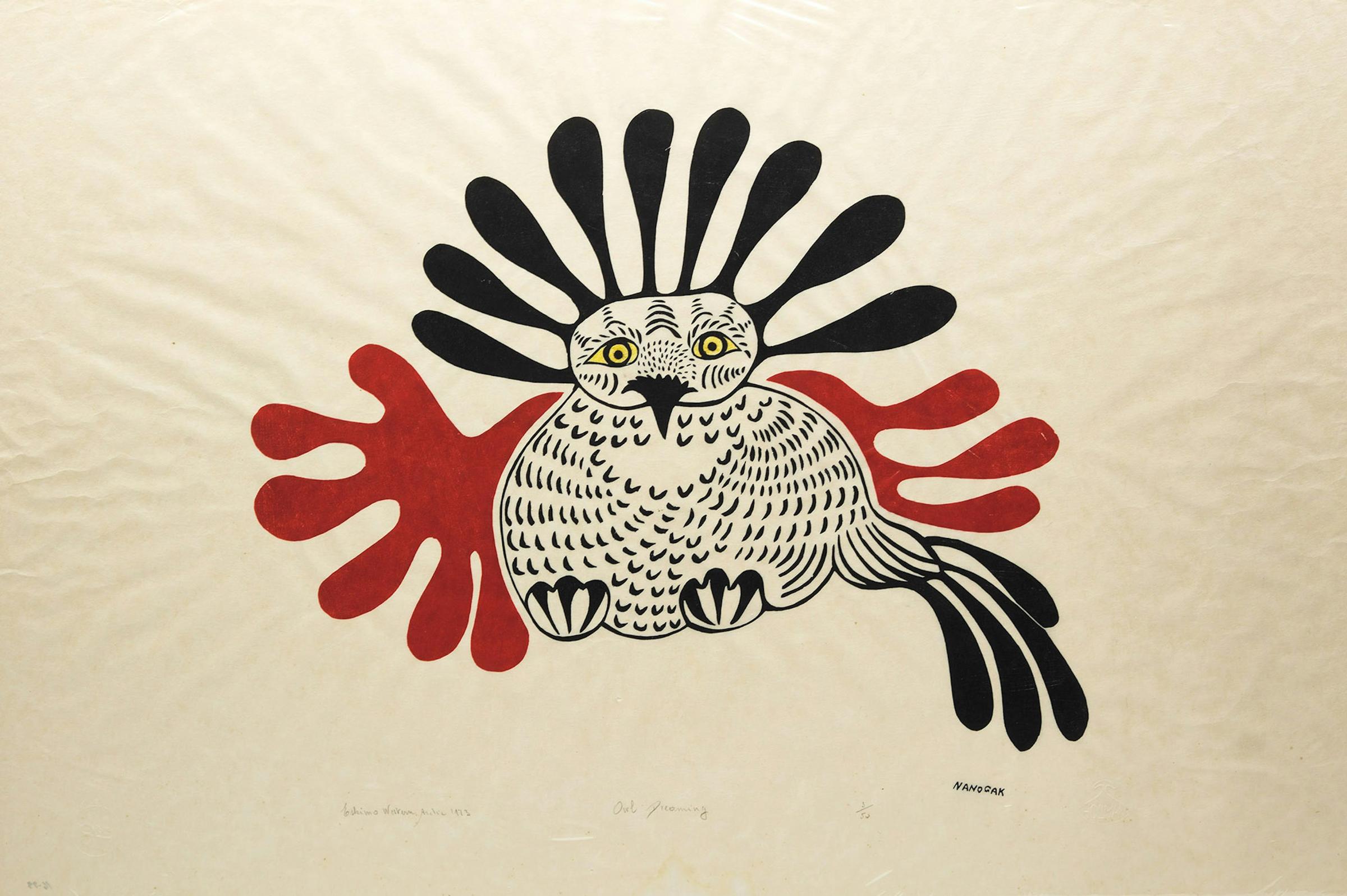 Agnes Nanogak (1925-2001) - Owl Grooming