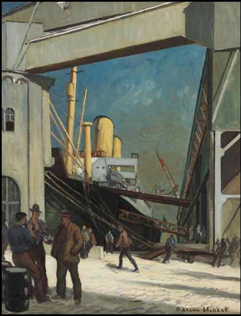 Adrien Hébert (1890-1967) - Stevedores Unloading a Ship, Montreal Harbour