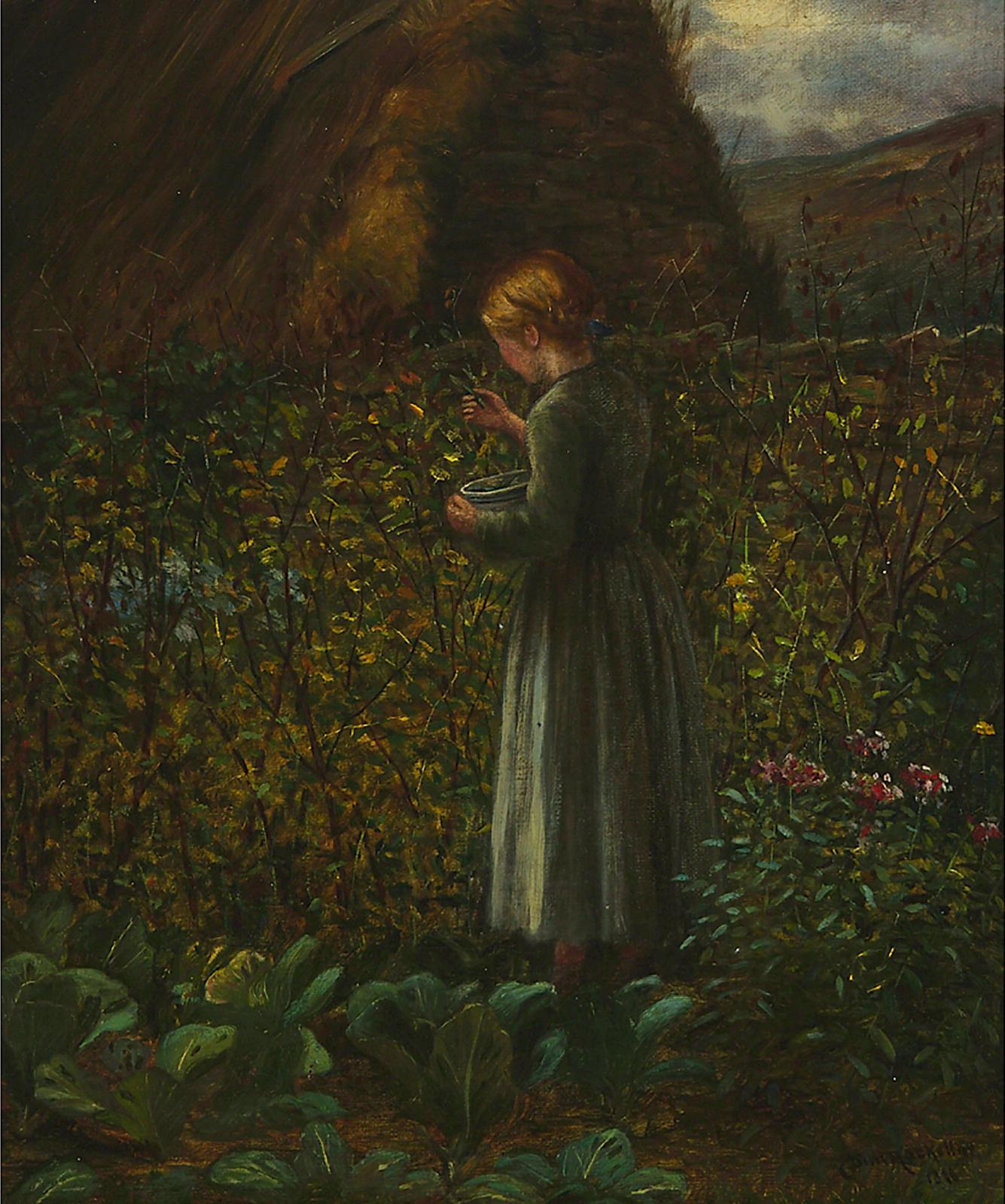 Duncan Mackellar (1849-1908) - Girl In A Vegetable Patch Gathering, 1876