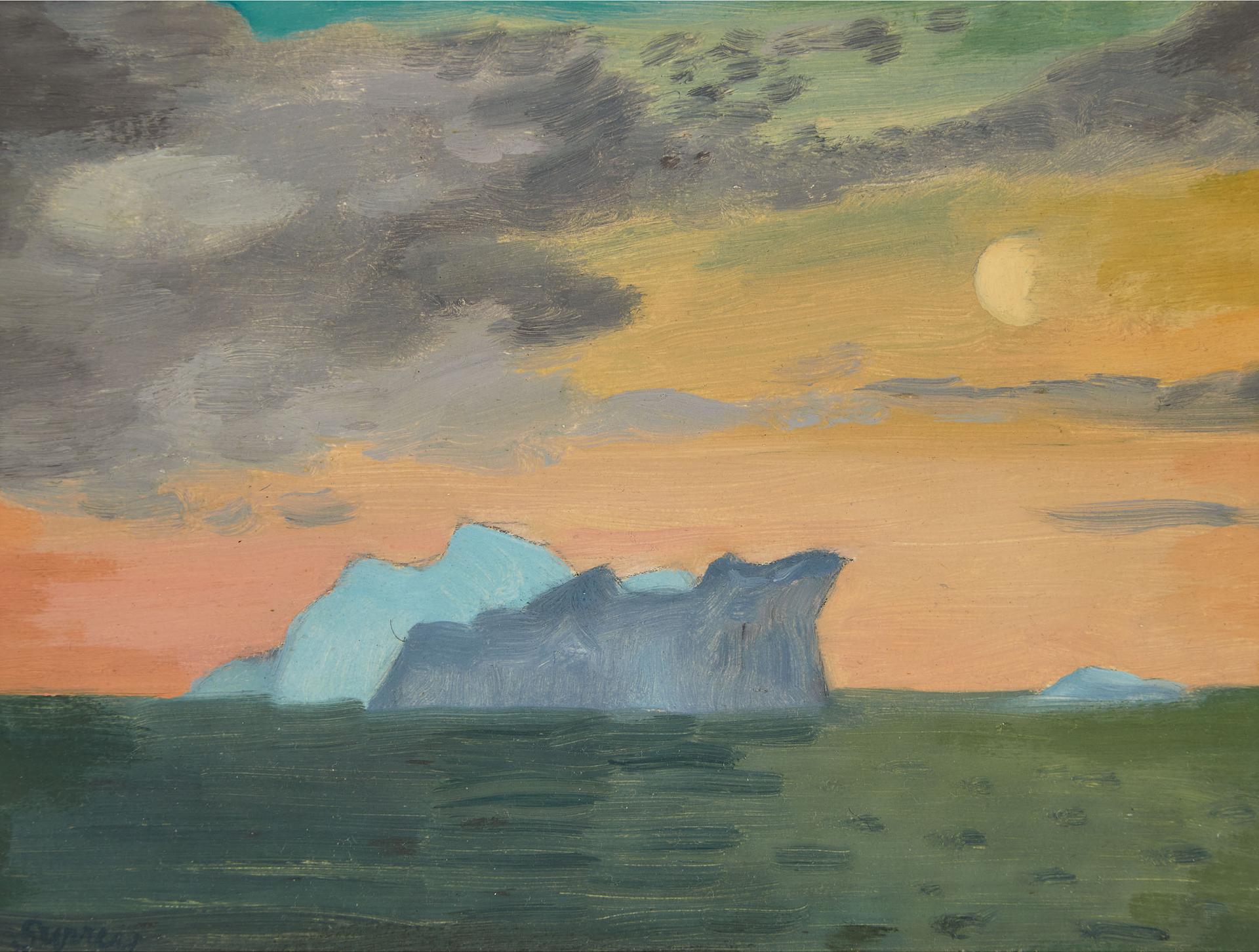 Philip Henry Howard Surrey (1910-1990) - Icebergs And Moon, 1958