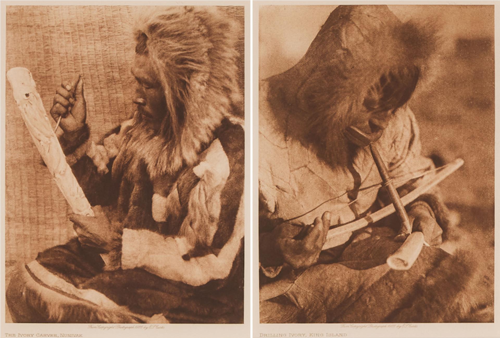 Edward Sherrif Curtis (1868-1952) - Set Of Two Photogravure Plates Of Inuit Artists, Ca. 1928
