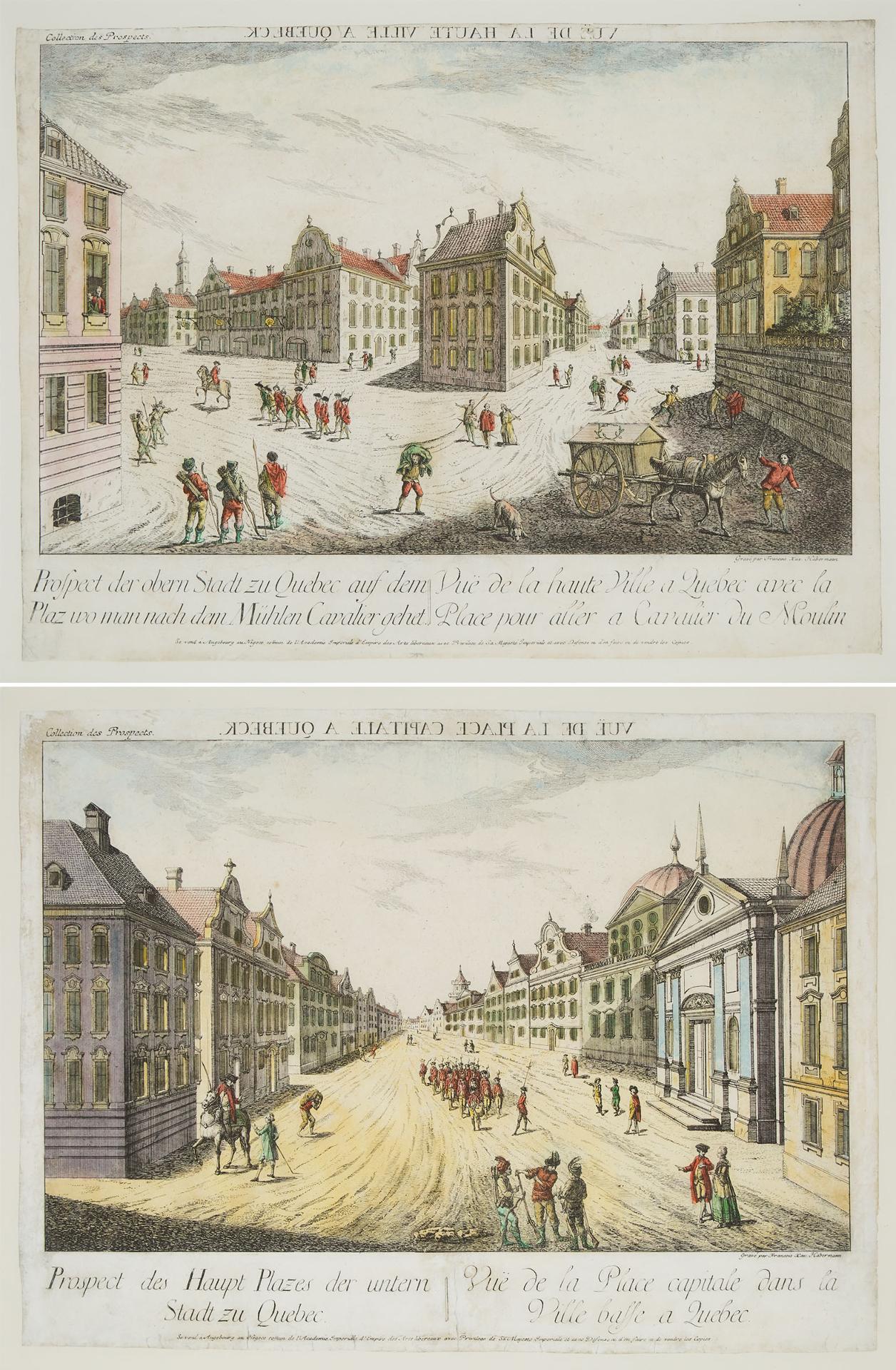 Franz Xavier Habermann (1721-1796) - Vue De La Haute Ville À Quebeck & Vue De La Place Capital À Quebeck
