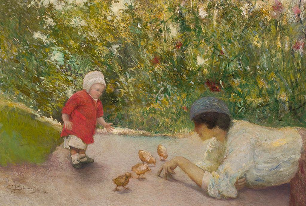Gerardo Bianchi (1845-1922) - Playing with the Chicks