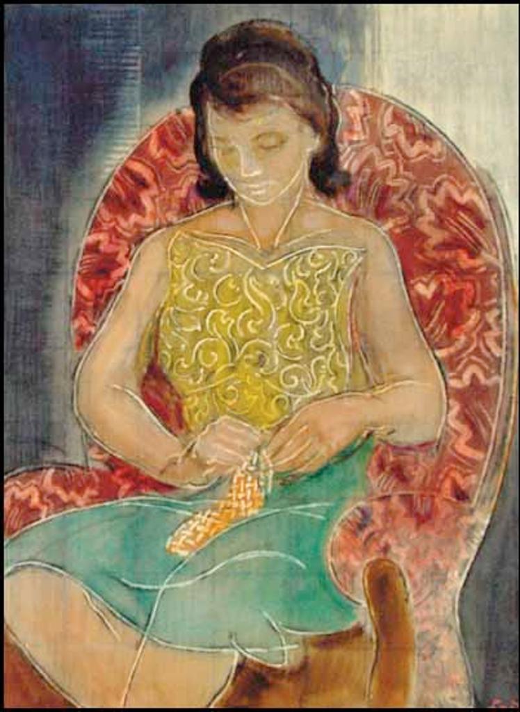 Eric Goldberg (1890-1969) - Girl Knitting