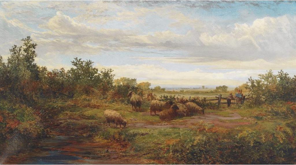 Aaron Allan Edson (1846-1888) - Pastoral Scene With Sheep