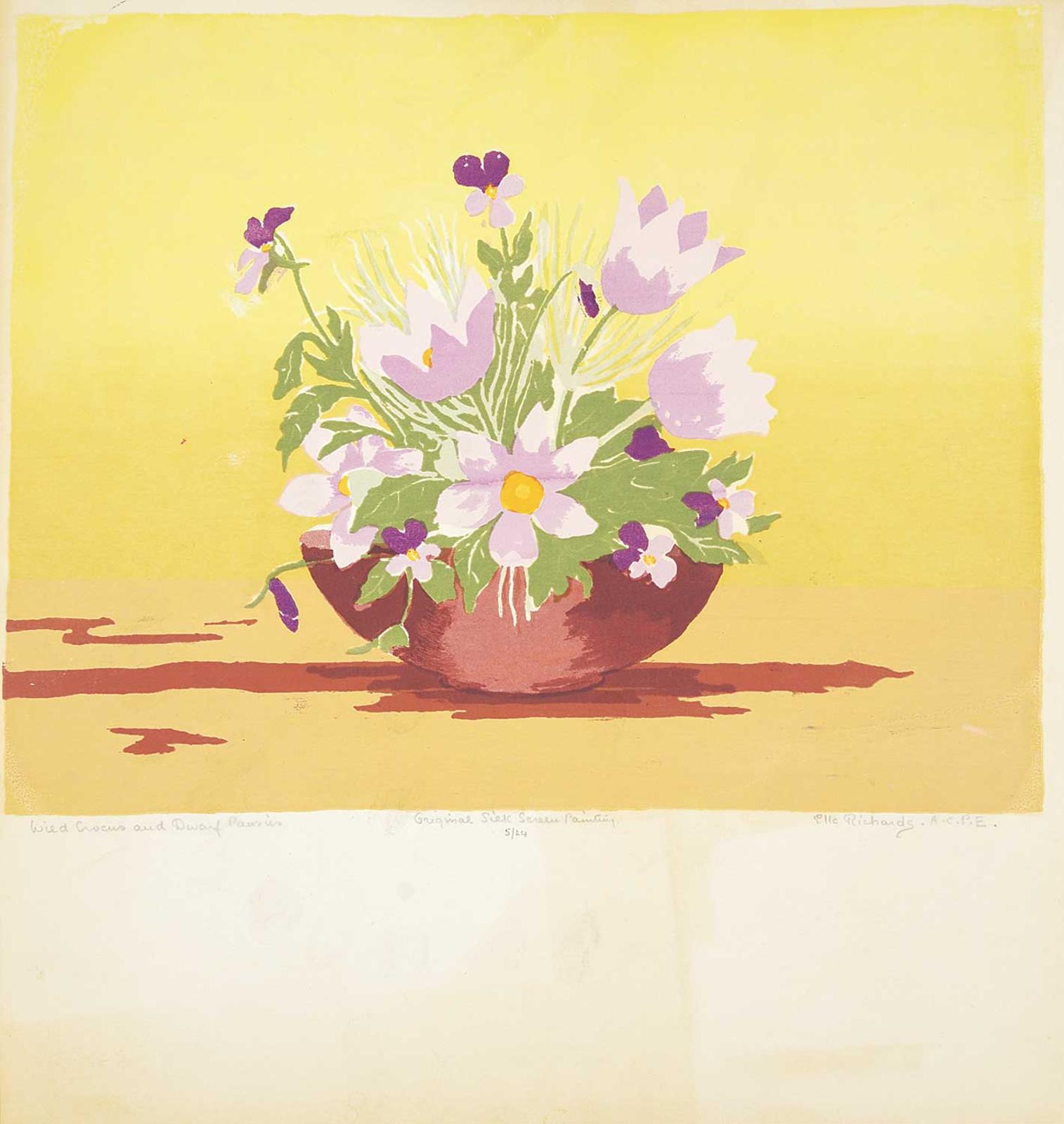 Ella Ashbridge Richards - Wild Crocus and Dwarf Pansies  #5/24