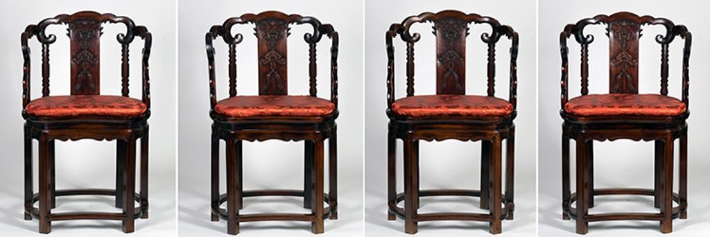 Chinese Art - Set of Four Chinese Export-Style Armchairs, Qing Dynasty