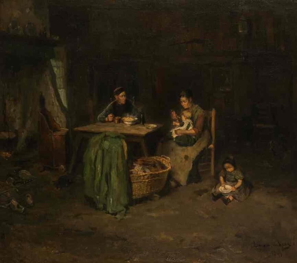 Bernard J. de Hoog (1867-1943) - Untitled (Dutch Interior at Dinner Time)