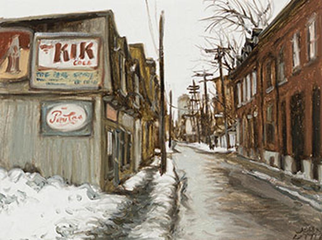 John Geoffrey Caruthers Little (1928-1984) - Rue de la Gauchetière d'autrefois (coin De Bullion), Montreal