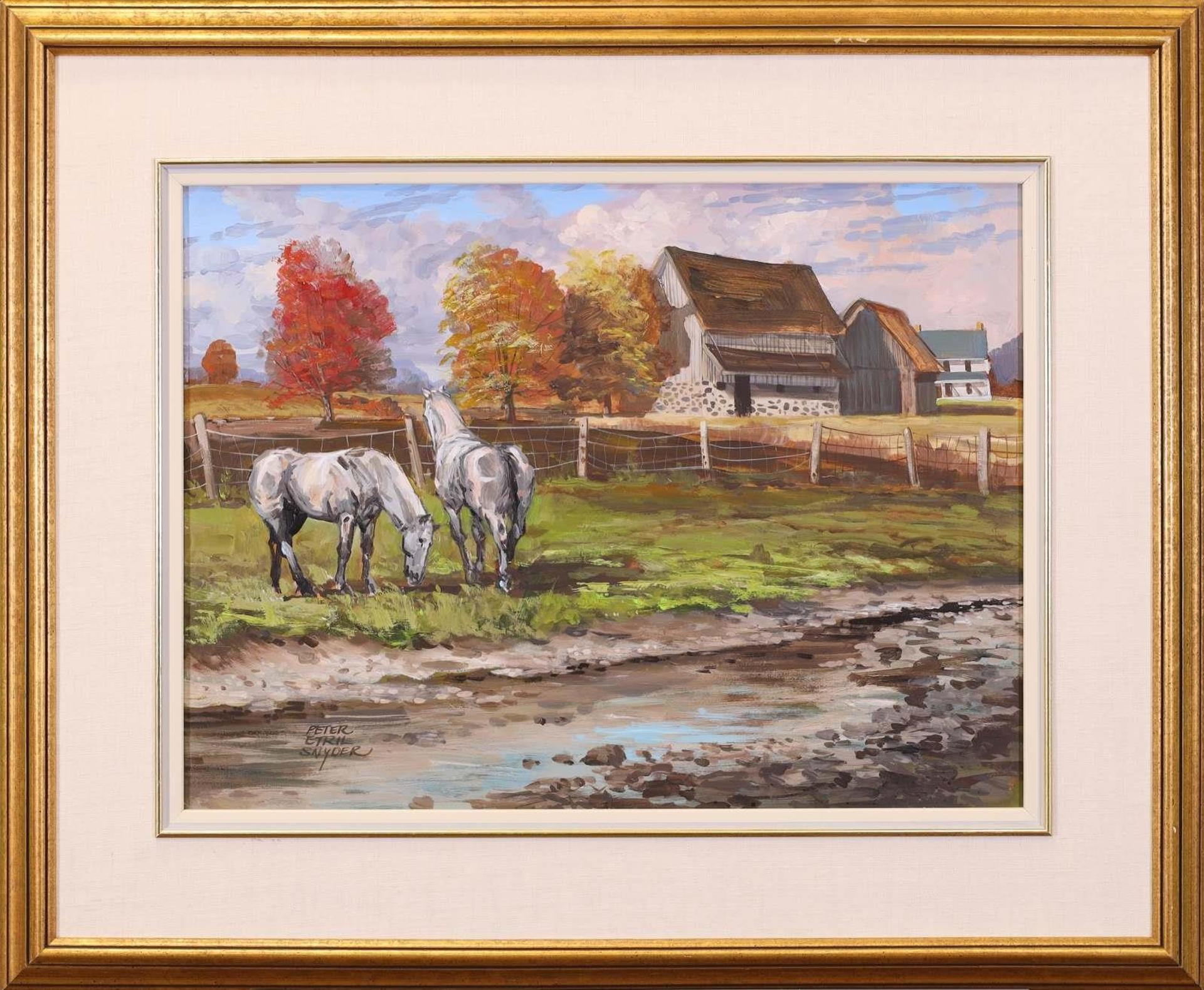 Peter Etril Snyder (1944-2017) - Horses Grazing Near the Barn