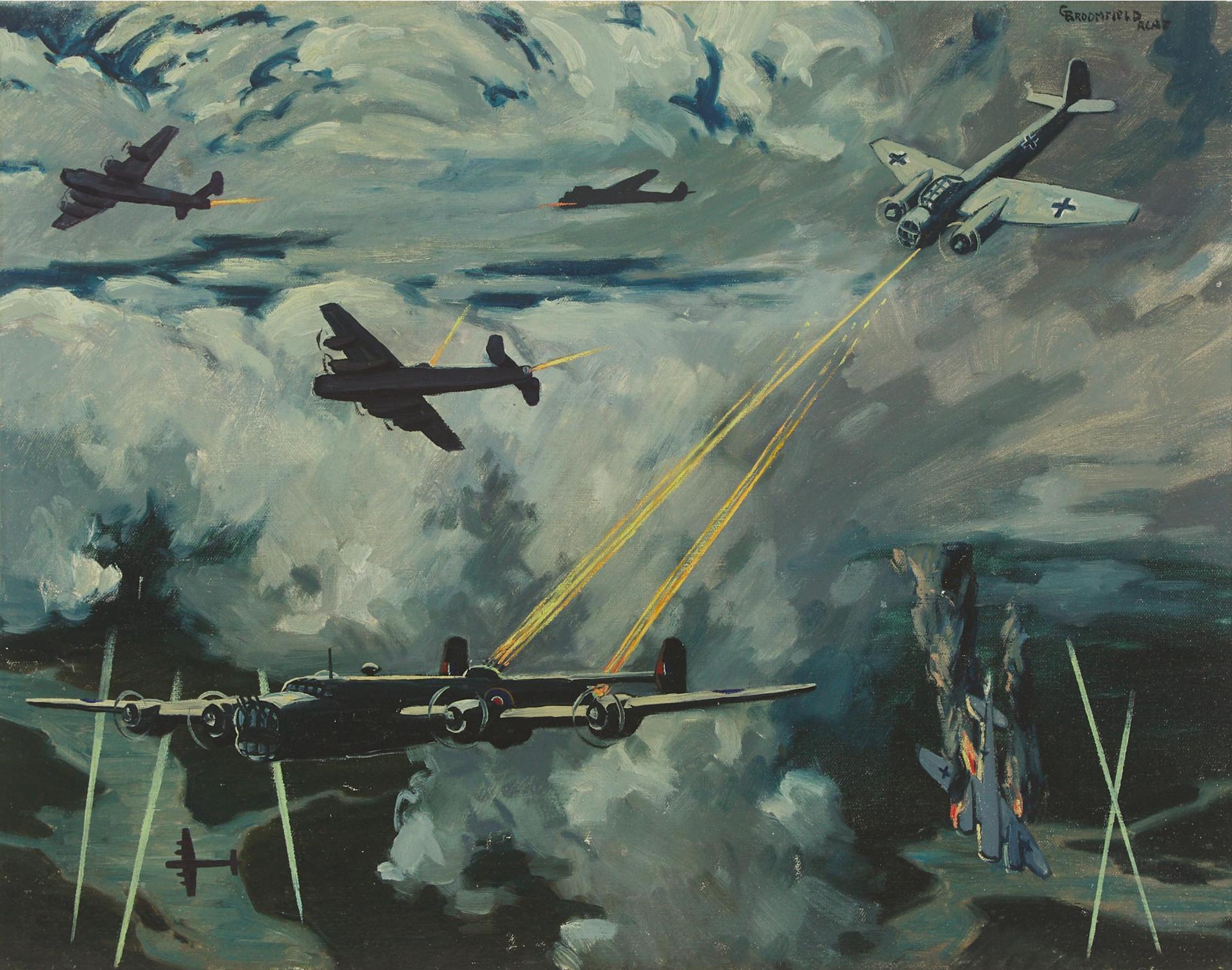 Adolphus George Broomfield (1906-1992) - Halifax Bombers (Rcaf) And J.U.88 Fighters, 1943