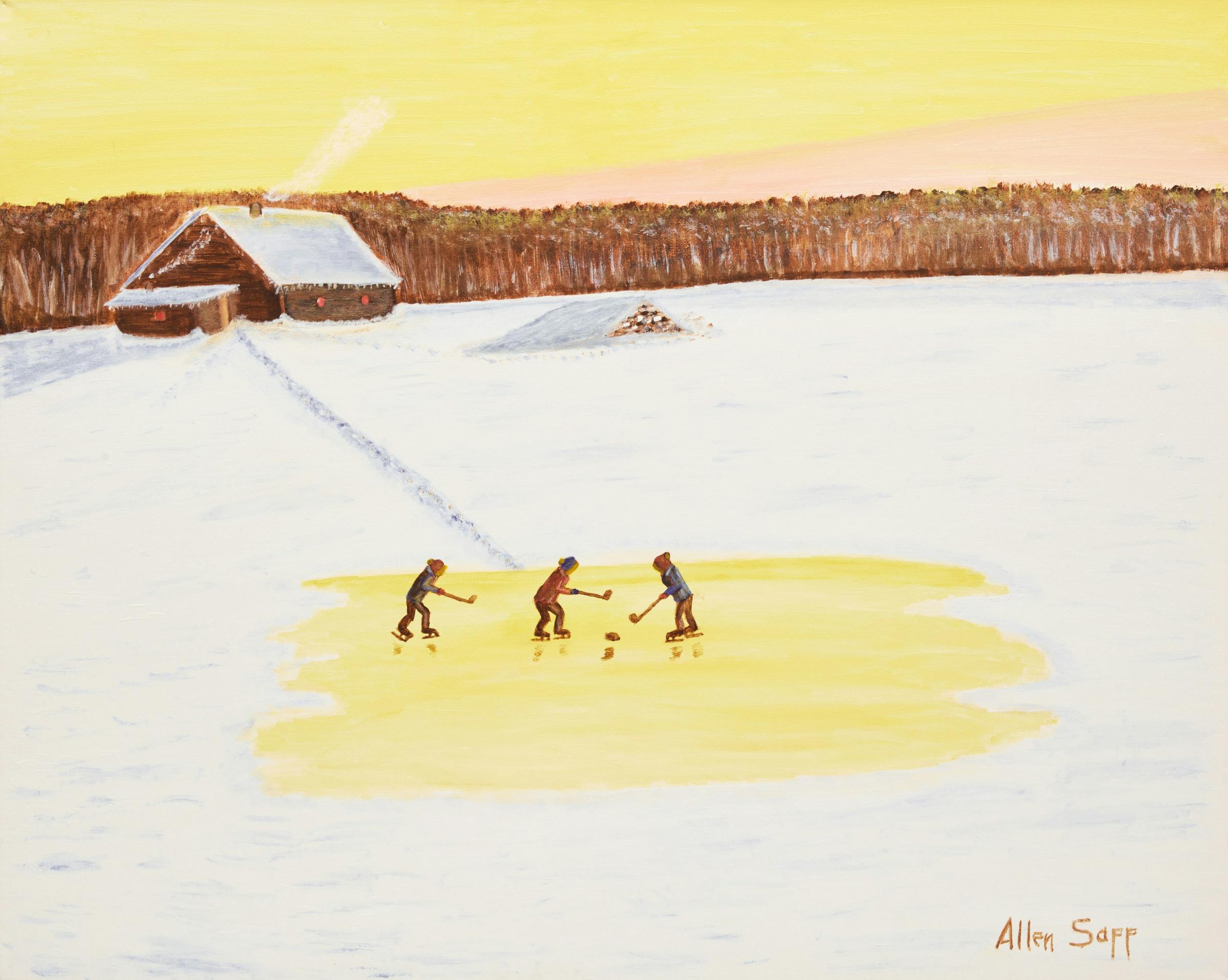 Allen Fredrick Sapp (1929-2015) - Playing Hockey at Sunset