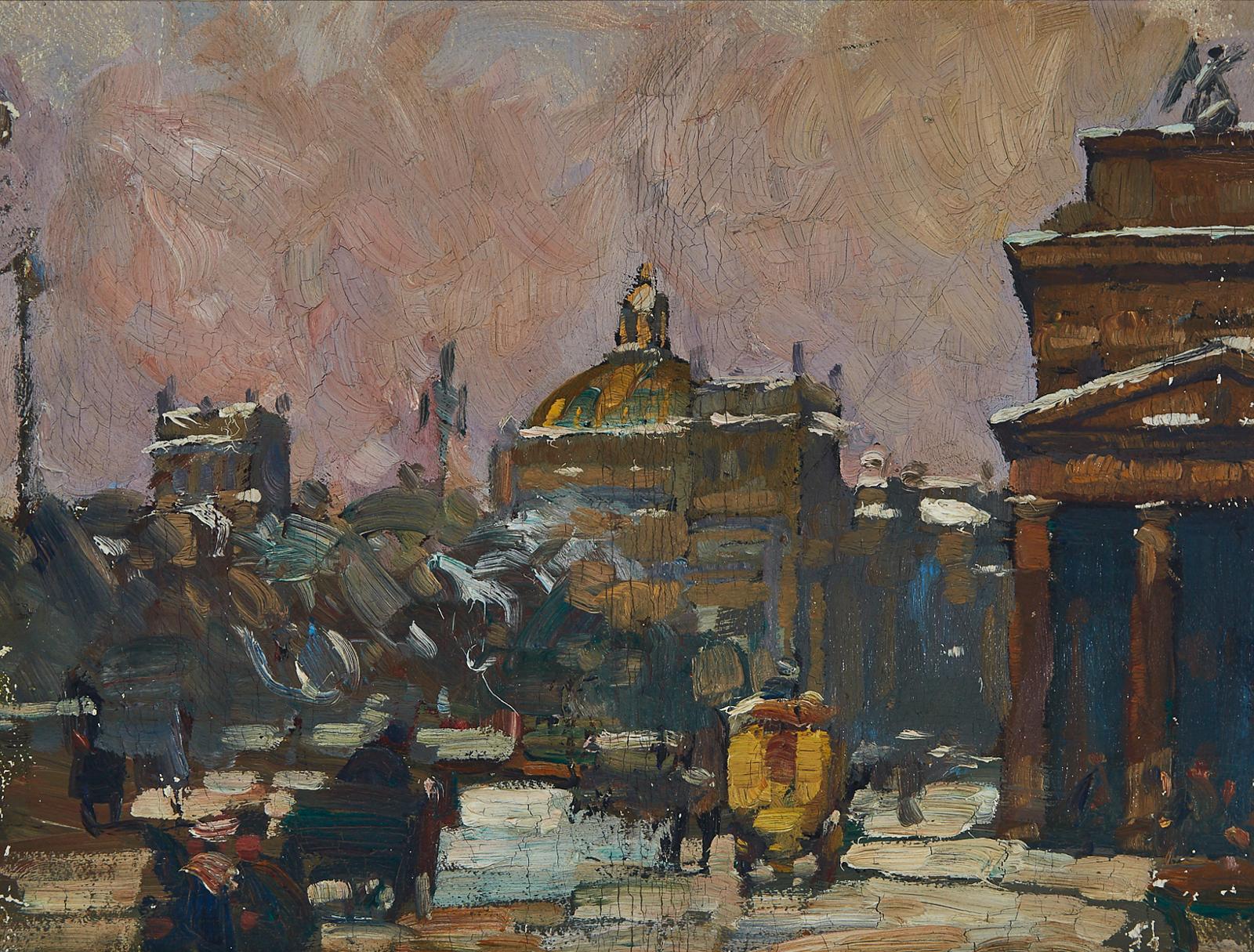Otto Antoine (1865-1951) - Berlin Wintertime Street Scene