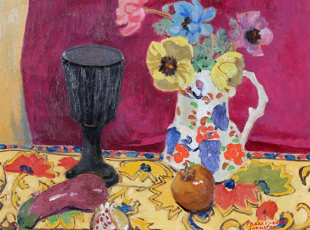 Frances Anne Johnston (1910-1987) - Anemones With Pottery And Fruit