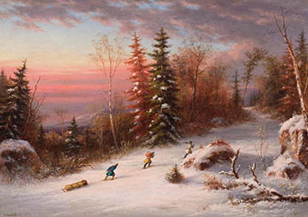 Cornelius David Krieghoff (1815-1872) - Sunset in the Woods